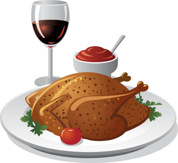 烤鸡和酒图片下载