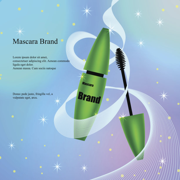 绿色的睫毛膏，海报，带有补丁和亮片的浅色背景上的横幅图片下载