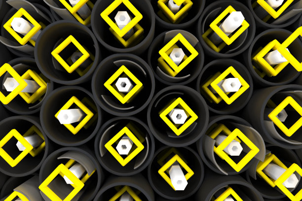 黑色管，六角形，方形元素和玻璃表面的图案图片下载