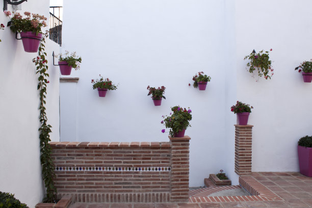 安达卢西亚广场上的花盆图片下载