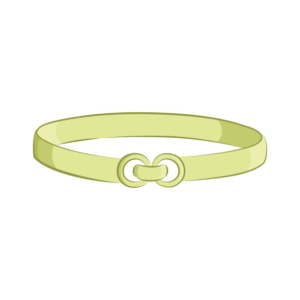 现实的皮带。女性时尚配饰。绿色物体孤立在白色背景上。矢量卡通插图在手绘风格为您的设计。图片下载