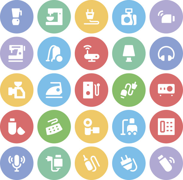 电子产品粗体圆形矢量图标图片下载