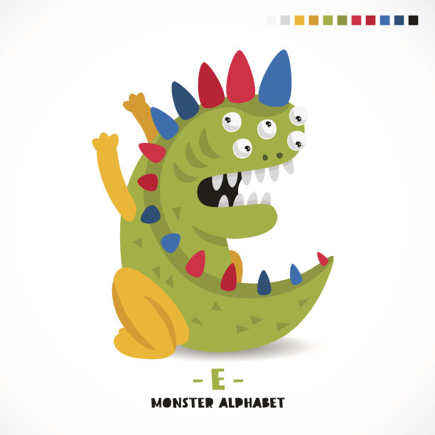 怪物字母表。字母E图片下载