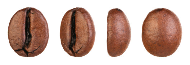 白色背景上分离出的咖啡豆图片下载