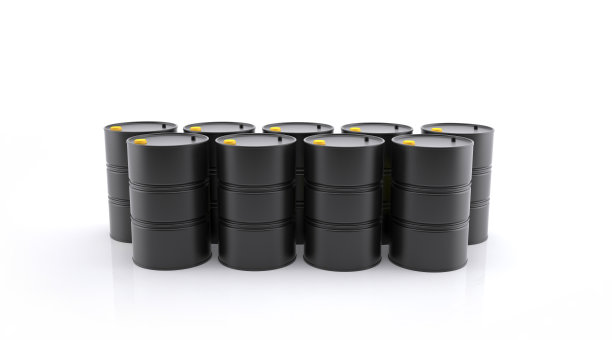 白色背景上的黑色油桶。图片下载