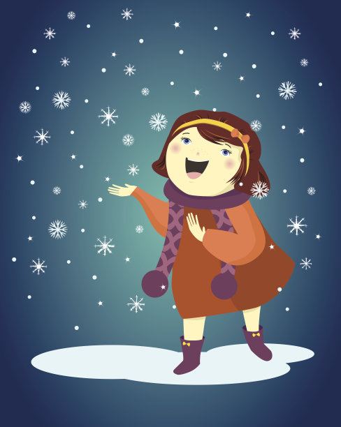 矢量插图的快乐小女孩笑在雪图片下载