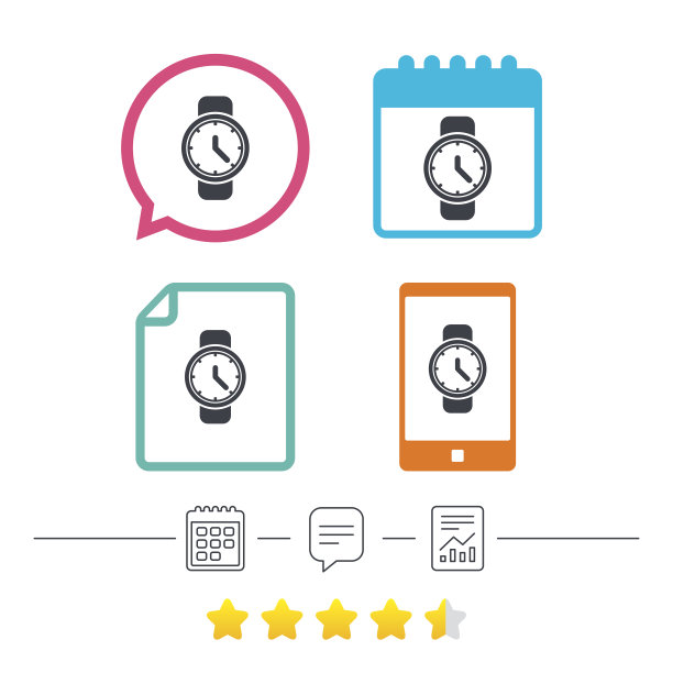 腕表标志图标。机械钟表的象征。图片下载