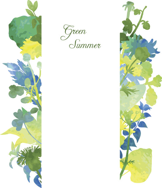 花模板与植物由水彩图片下载