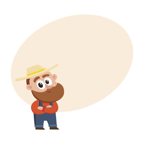 滑稽的农民，园丁，双臂交叉站在胸前图片下载