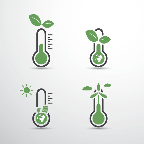 零排放-全球变暖，生态问题和解决方案-温度计图标设计图片下载