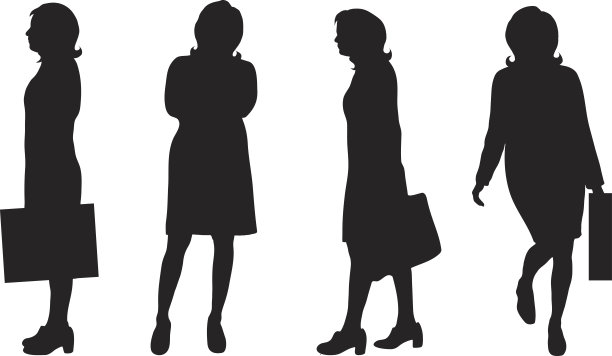 矢量剪影的女人在白色的背景。图片下载