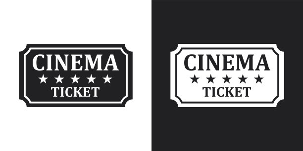 矢量影院票图标。深浅不一的版本素材图片
