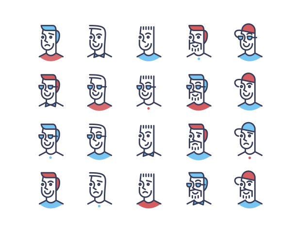 线艺术设计男人的图标集图片下载