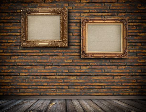 复古的木框挂在墙上。图片下载