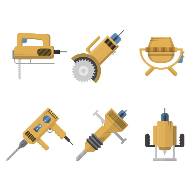 建筑设备的彩色图标向量集合图片下载