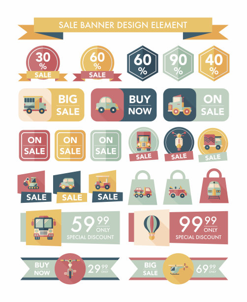 运输销售横幅平面设计背景集，eps10图片下载