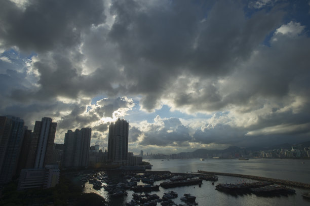 港岛东及维多利亚港景色素材图片