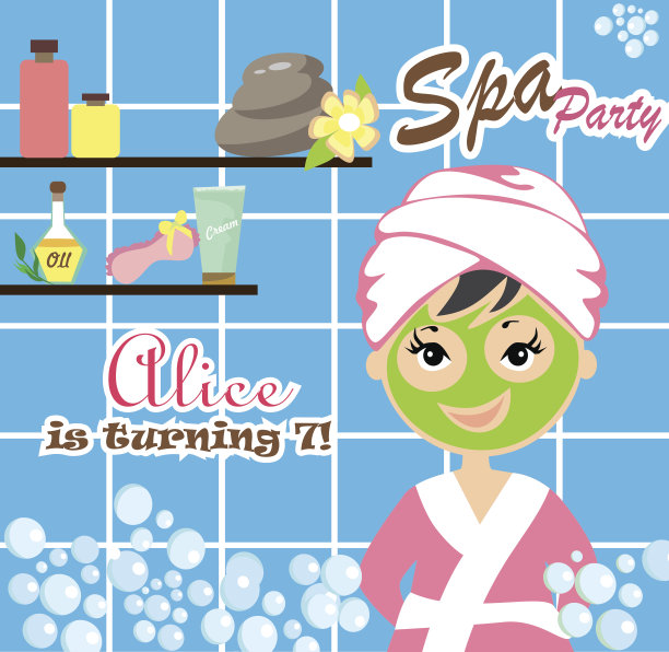 水疗派对卡片图片下载