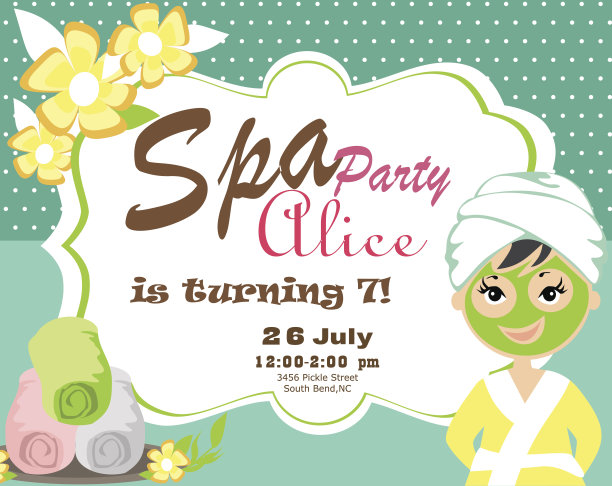 水疗派对卡片图片下载