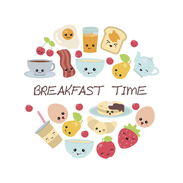 矢量早餐概念与食物和饮料。图片下载