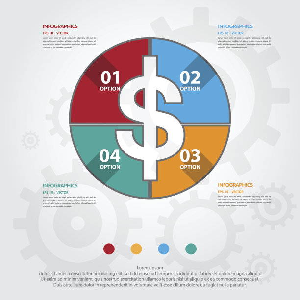 第四部分货币信息图元素步骤设计。矢量插图图片下载