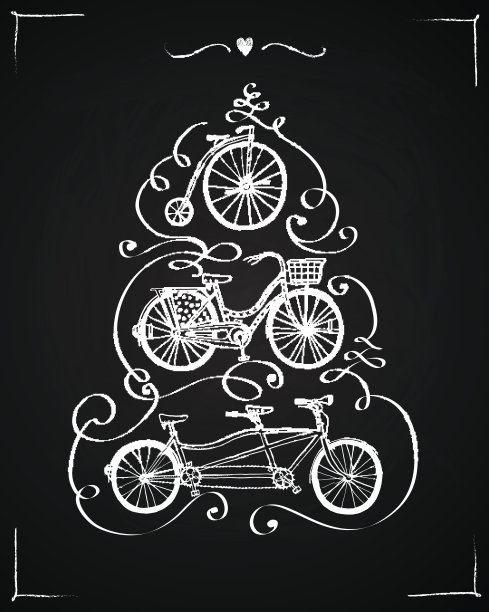 老式自行车明信片图片下载