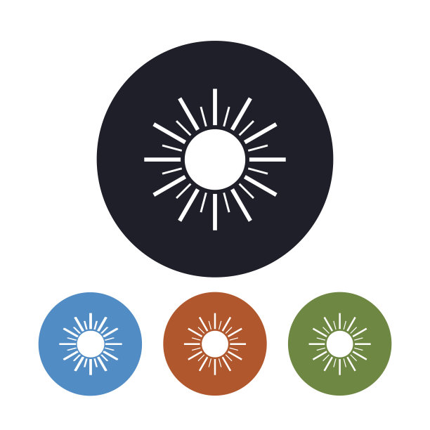 图标太阳与射线，矢量插图图片下载