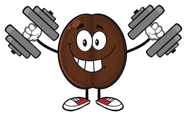 快乐的咖啡豆捧哑铃图片下载