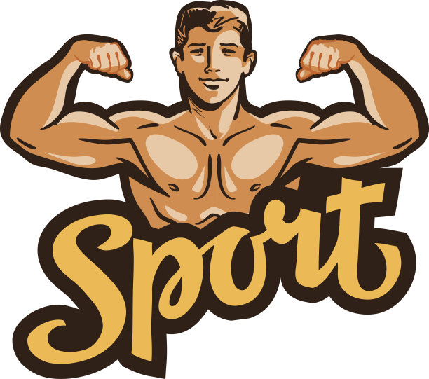 强壮肌肉的男人弯曲双手。矢量图图片下载