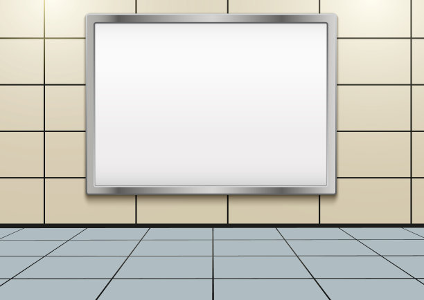 地铁或地铁内的空广告牌模型。插图。图片下载