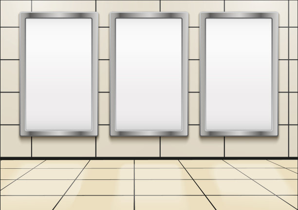 地铁内的广告牌模型。图片下载