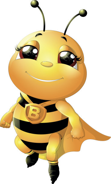 白色背景上的蜜蜂图片下载