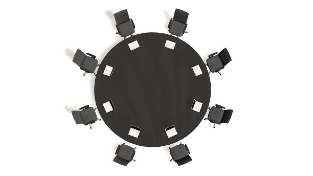 会议室和会议桌，配有办公椅和笔记本。经营理念。孤立在白色图片下载