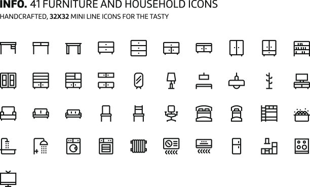 迷你家具系列插画图标图片下载