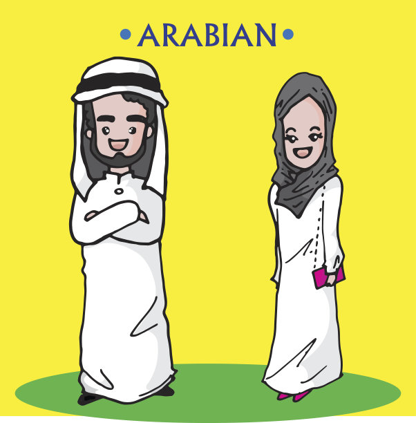 阿拉伯可爱的男女矢量人物图片下载
