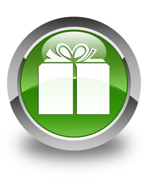 礼盒图标亮软绿色圆形按钮图片下载