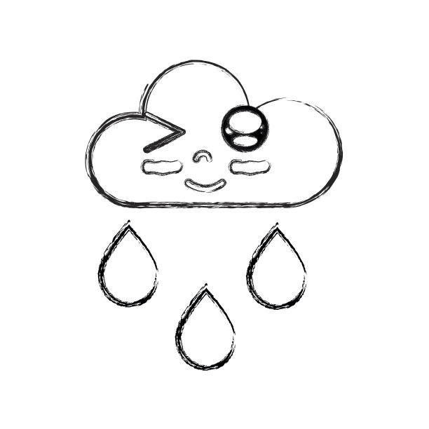 图卡哇伊漂亮有趣的云下雨图片下载