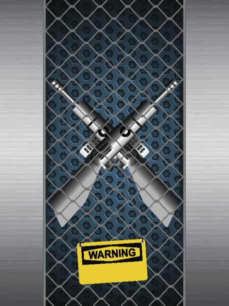 带警告标志的枪笼图片下载