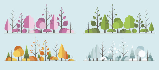 四季景观都有一棵树图片下载