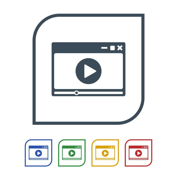 视频播放器图标孤立的白色背景图片下载