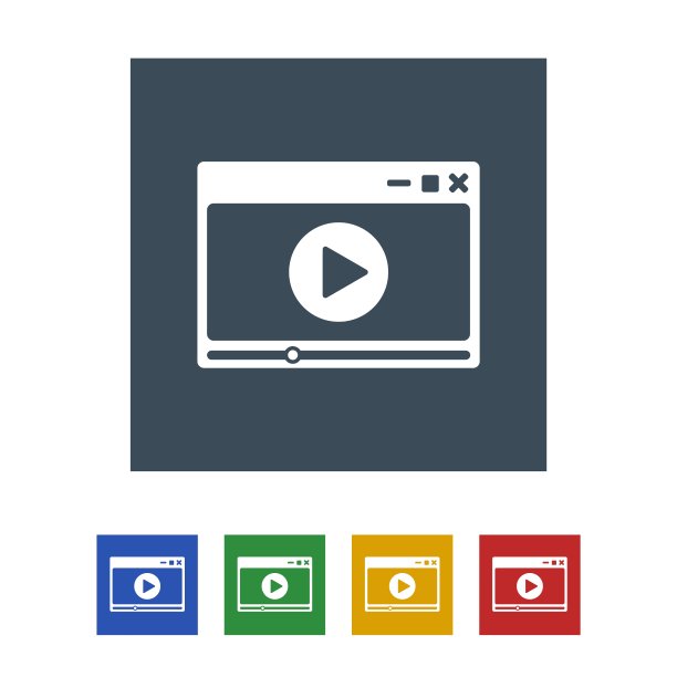 视频播放器图标孤立的白色背景图片下载
