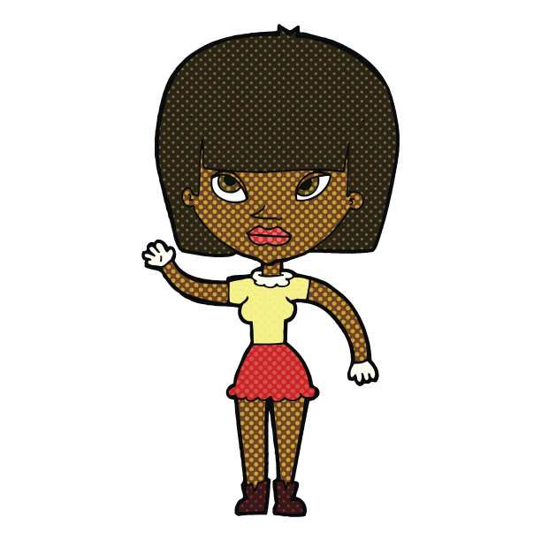 挥手的卡通女人图片下载