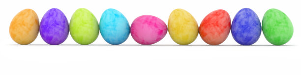 一排用水彩画的复活节彩蛋图片下载