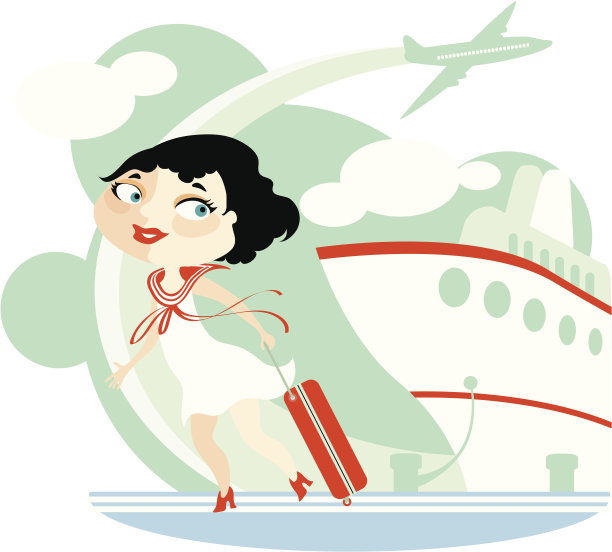 女孩,飞机,班轮图片下载
