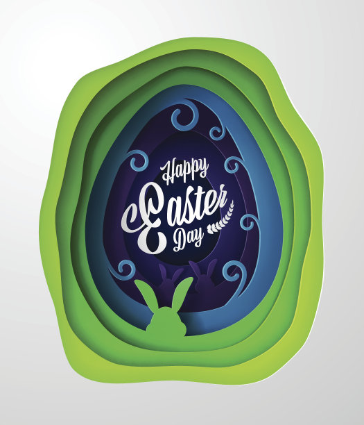 复活节快乐贺卡与纸艺术素材图片