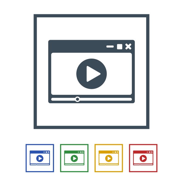 视频播放器图标孤立的白色背景图片下载