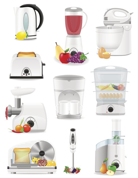 为厨房矢量图设置图标电器图片下载