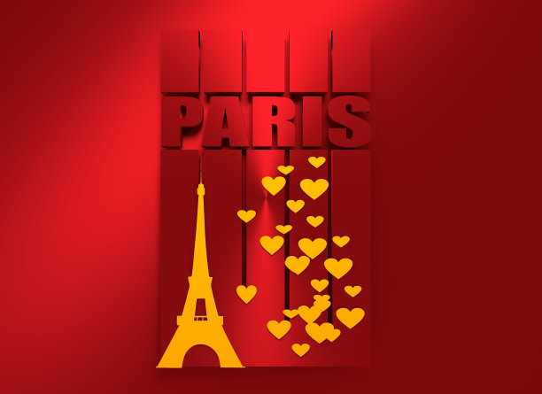 巴黎的埃菲尔铁塔。背景与心图片下载