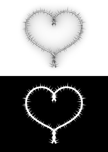 带刺铁丝心带阿尔法通道图片下载