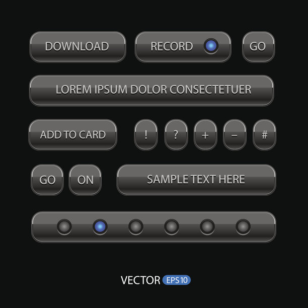暗用户界面控件。网络元素图片下载